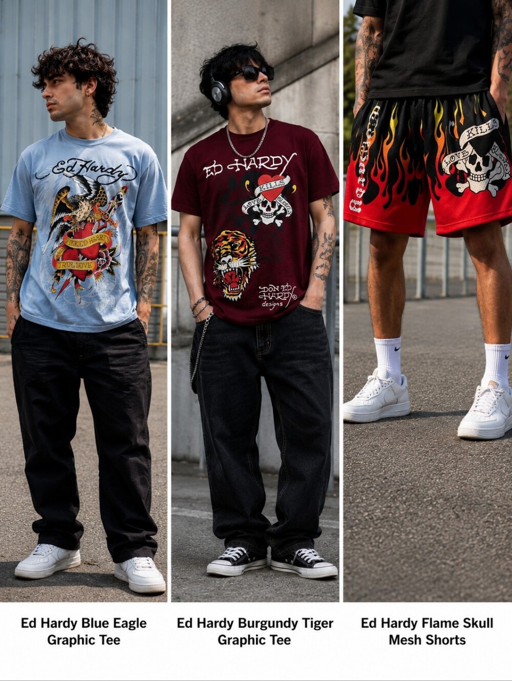 Ed Hardy Graphic T-Shirts and Shorts Set